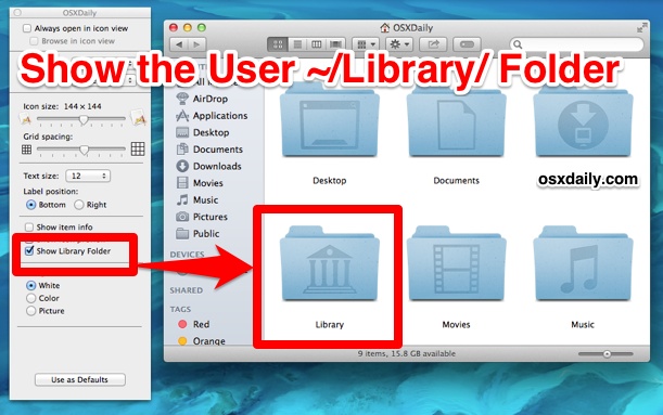 Find library folder mac